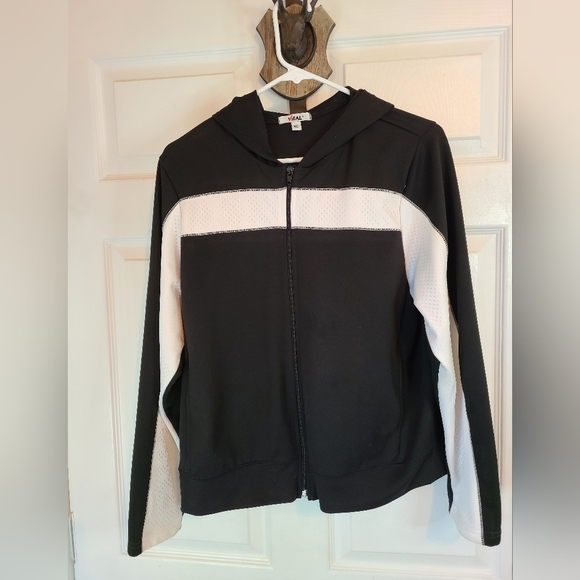 (1279) Vital Woman's Long Sleeve full zip warm-up jacket, Size: XL Color: Black - Picture 4 of 9